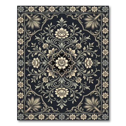 Classic Tan Floral Scroll Border Rug