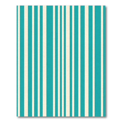 Turquoise Cream Vertical Stripe Rug