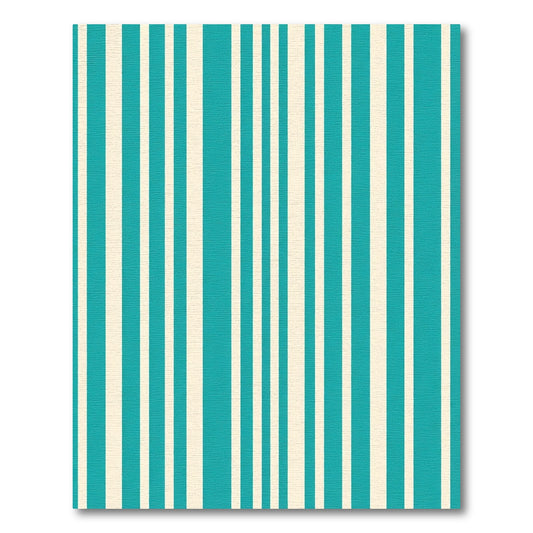Turquoise Cream Vertical Stripe Rug