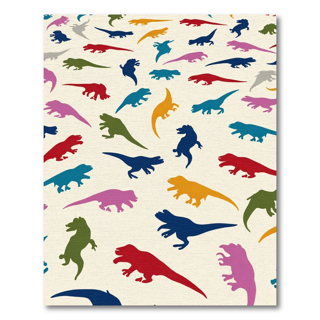 Colorful Dinosaur Silhouette Repeating Pattern Rug