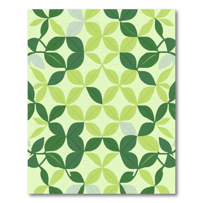 Green Leafy Petal Mosaic Rug