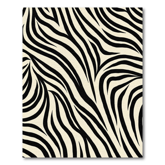 Cream and Black Animal Print Rug
