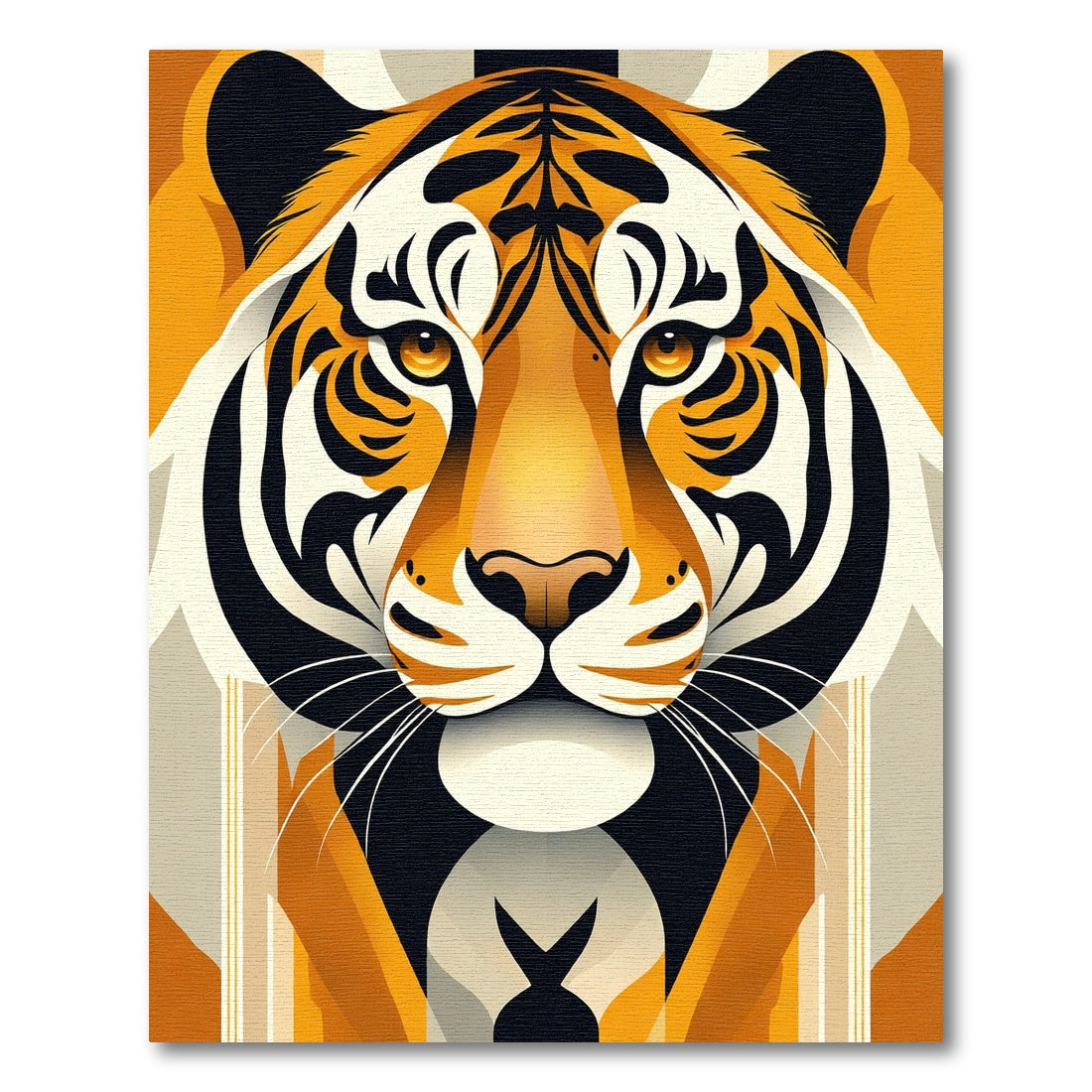 Bold Orange Tiger Face Art Rug