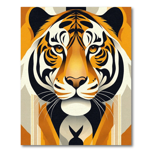 Bold Orange Tiger Face Art Rug