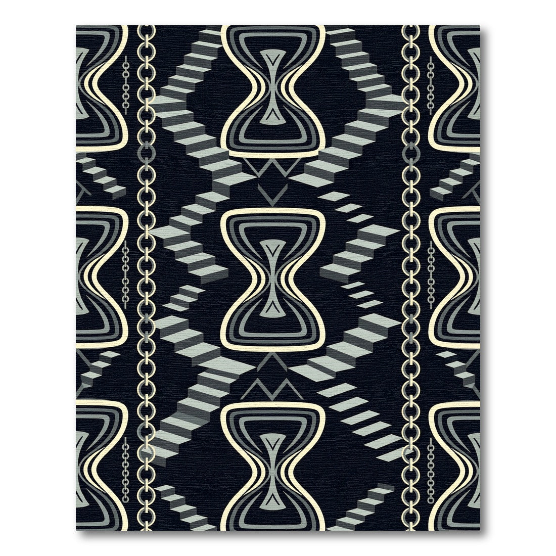 Abstract Staircase Hourglass Chain Composition Rug