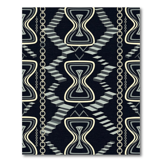 Abstract Staircase Hourglass Chain Composition Rug