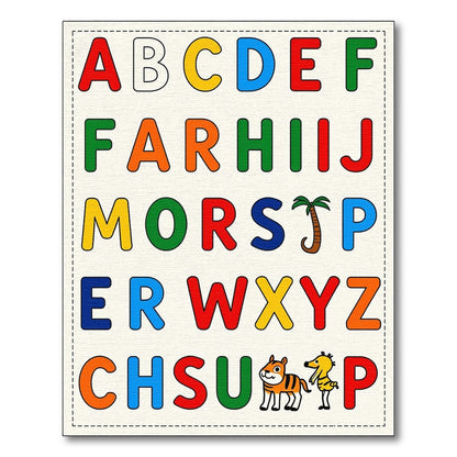 Alphabet Animals Vivid Color Blocks Rug