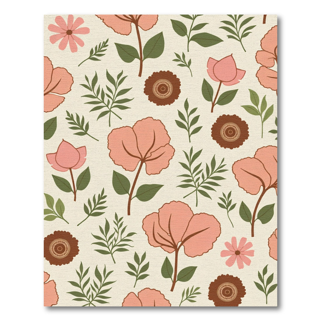 Salmon Pink Botanical Garden Blossom Rug