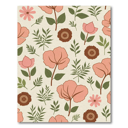 Salmon Pink Botanical Garden Blossom Rug