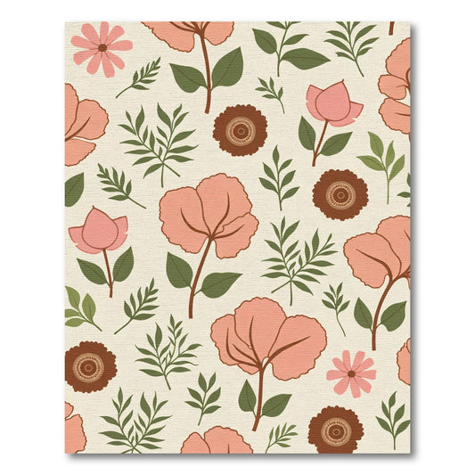 Salmon Pink Botanical Garden Blossom Rug