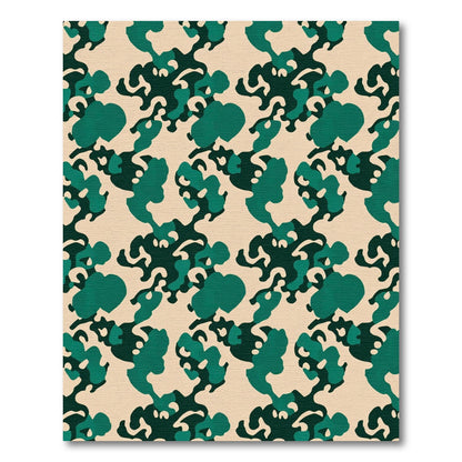 Deep Teal And Tan Camouflage Throw Rug