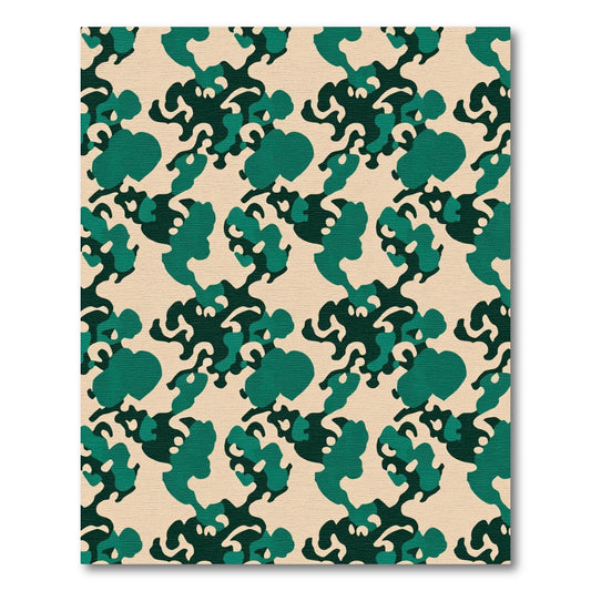 Deep Teal And Tan Camouflage Throw Rug