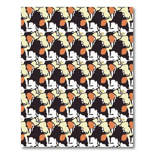 Tapestry Black Orange Abstract Forms Rug