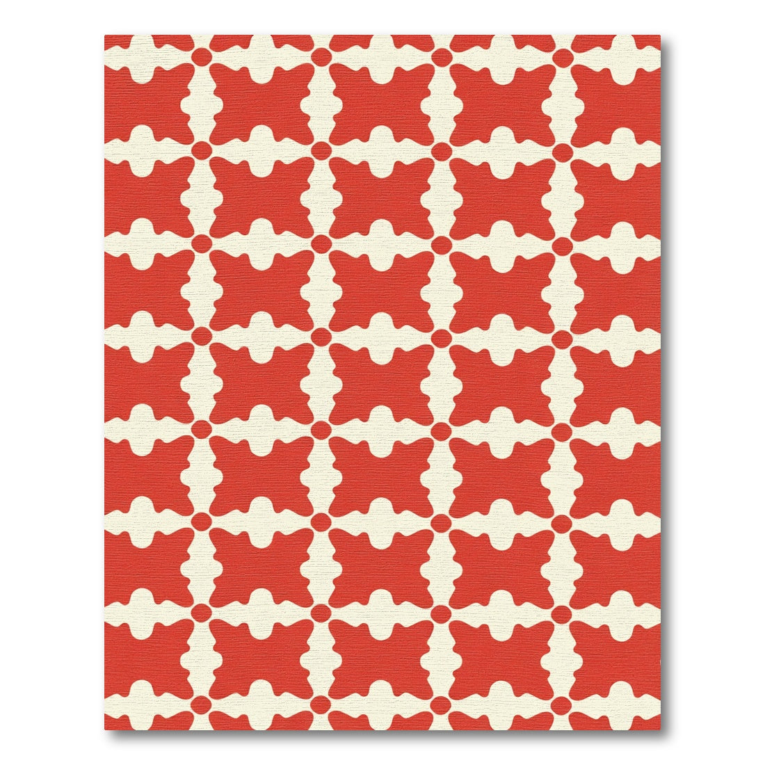 Crimson Ivory Abstract Lattice Rug