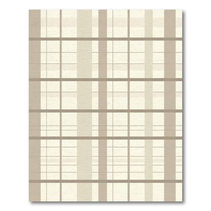 Neutral Beige Plaid Grid Rug