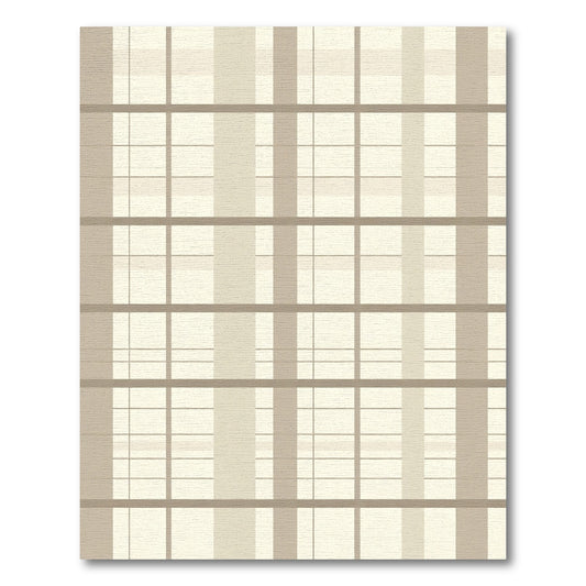 Neutral Beige Plaid Grid Rug