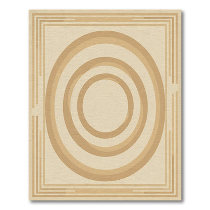 Sandy Beige Concentric Circles Border Rug