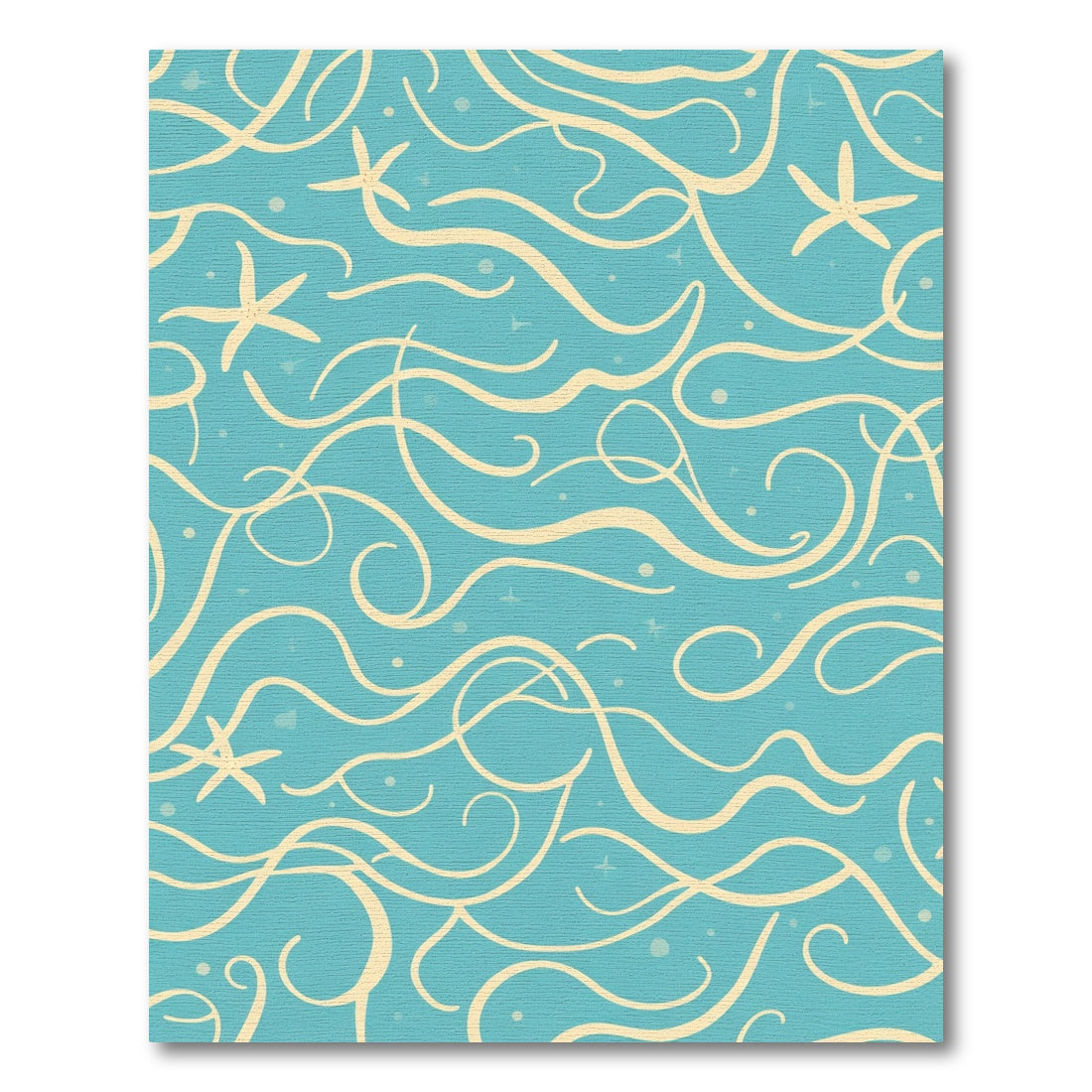 Aqua With Yellow Swirls Starfish Rug