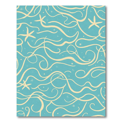 Aqua With Yellow Swirls Starfish Rug