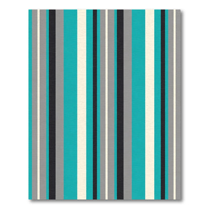 Modern Teal Gray Striped Composition Rug