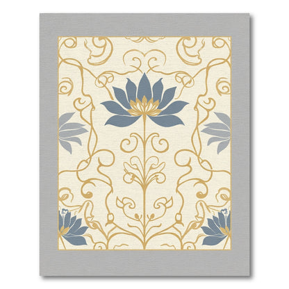 Art Nouveau Blue Floral Swirls Rug