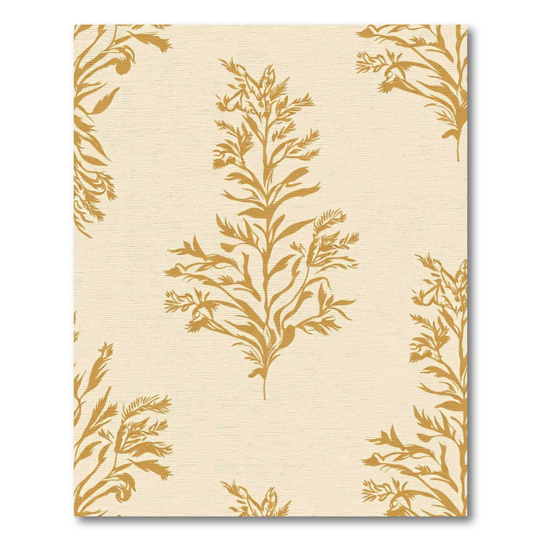 Golden Botanical Branch Fern Rug