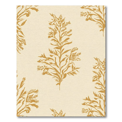 Golden Botanical Branch Fern Rug