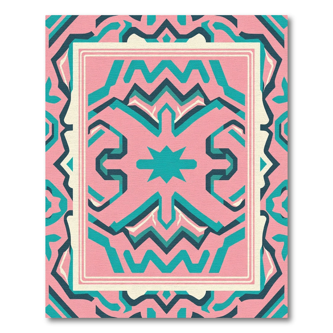 Modern Pink Geometric Tribal Frame Rug