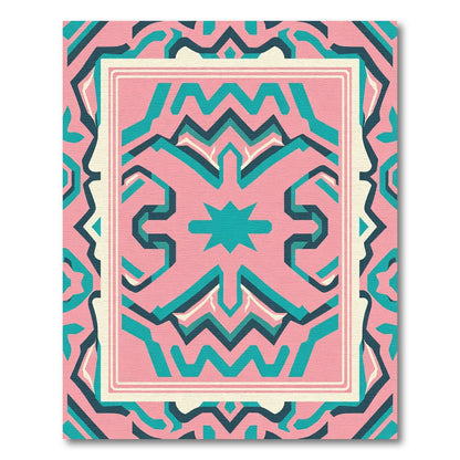 Modern Pink Geometric Tribal Frame Rug