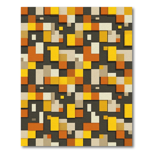 Geometric Abstract Mustard Orange Block Rug