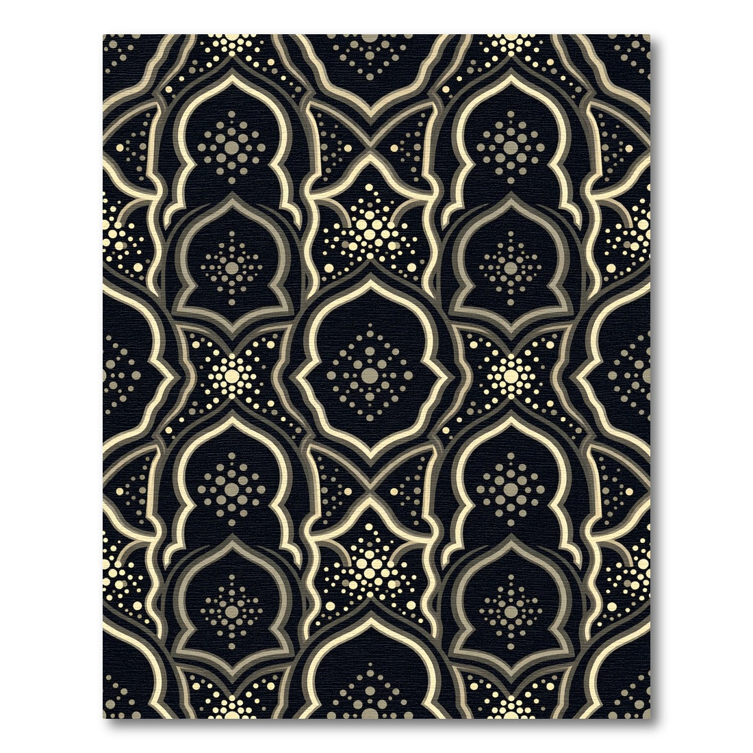 Elegant Gold Geometric Arched Tile Rug