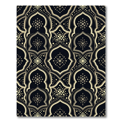 Elegant Gold Geometric Arched Tile Rug