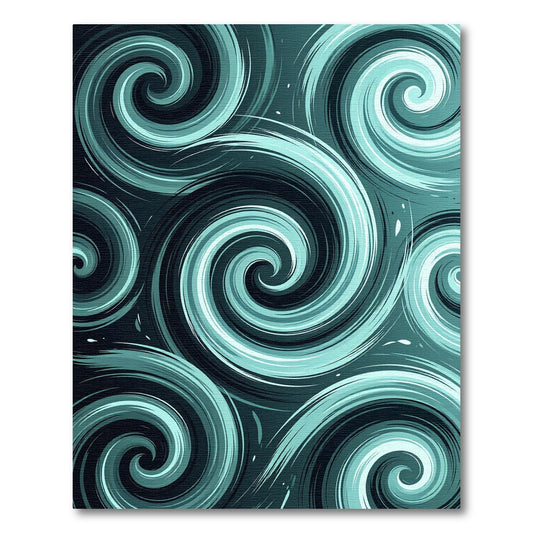Deep Teal Swirling Current Rug