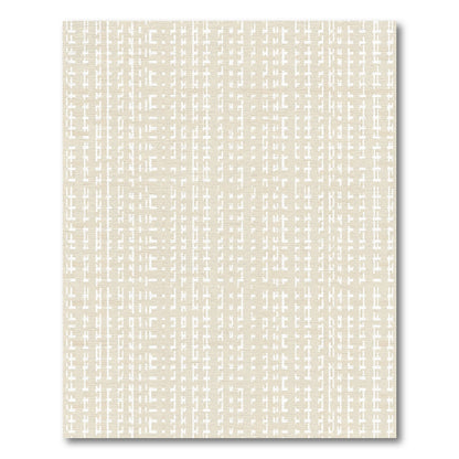 Cream Textured Geometric Stripe Rug