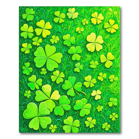 Vibrant Lush Four-Leaf Clover Grass Rug