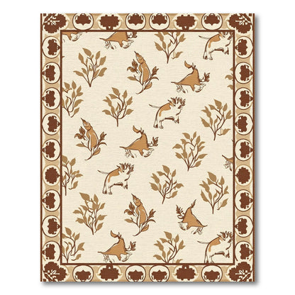 Brown Dino And Leafy Branch Rug
