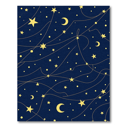 Navy Gold Stars Crescent Moons Rug