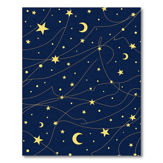 Navy Gold Stars Crescent Moons Rug
