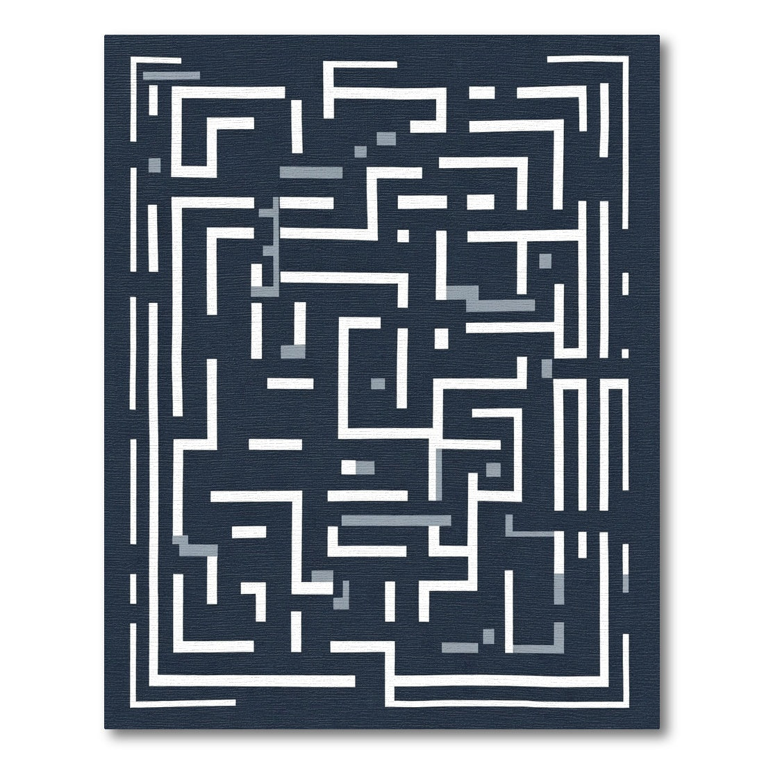 White Navy Maze Labyrinth Graphic Rug