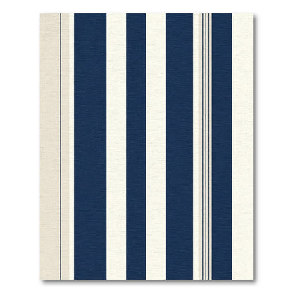 Navy Cream Wide Vertical Stripe Rug