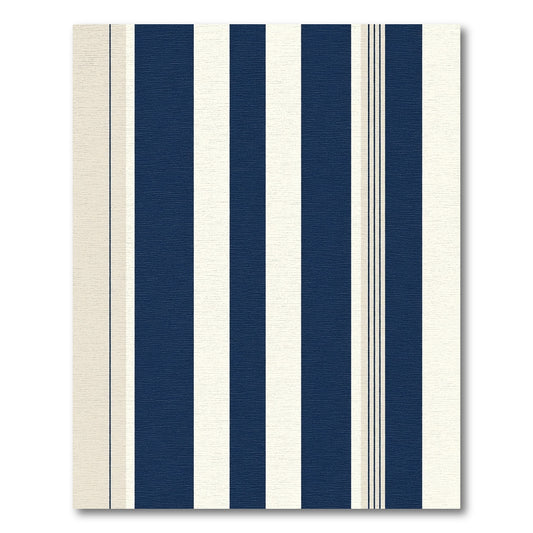 Navy Cream Wide Vertical Stripe Rug