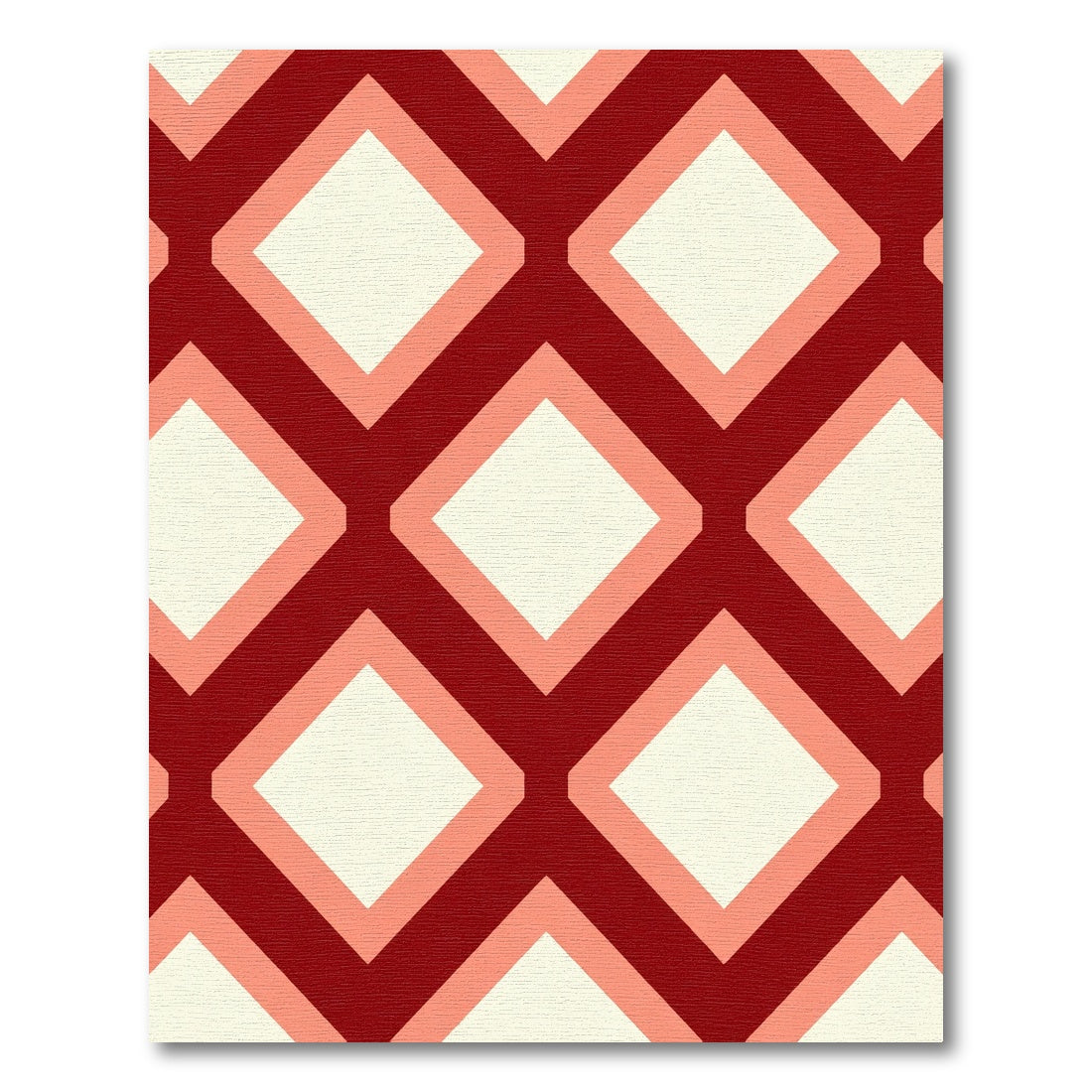 Crimson Diamond Lattice Geometric Rug