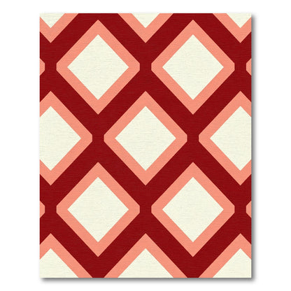 Crimson Diamond Lattice Geometric Rug