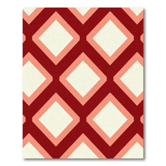 Crimson Diamond Lattice Geometric Rug