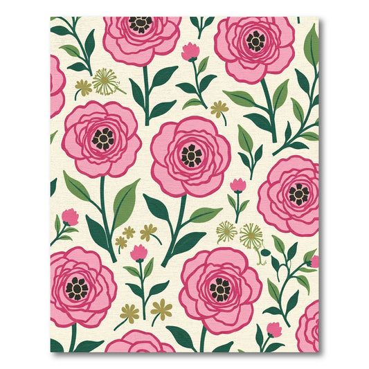 Lush Pink Peony Garden Cream Rug