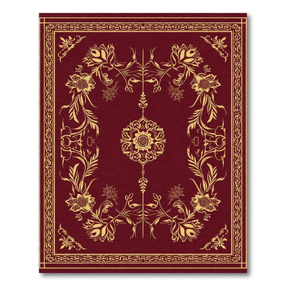 Crimson Golden Floral Medallion Border Rug