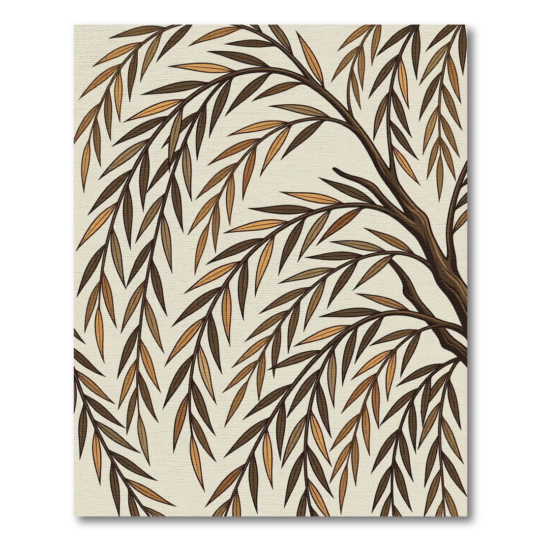 Earthy Willow Branches Falling Leaves Rug