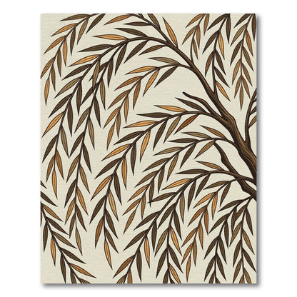 Earthy Willow Branches Falling Leaves Rug