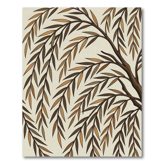 Earthy Willow Branches Falling Leaves Rug