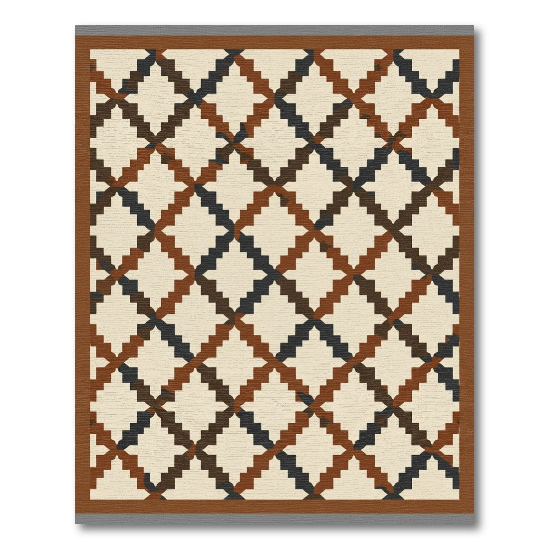 Earthy Diamond Lattice Pattern Rug